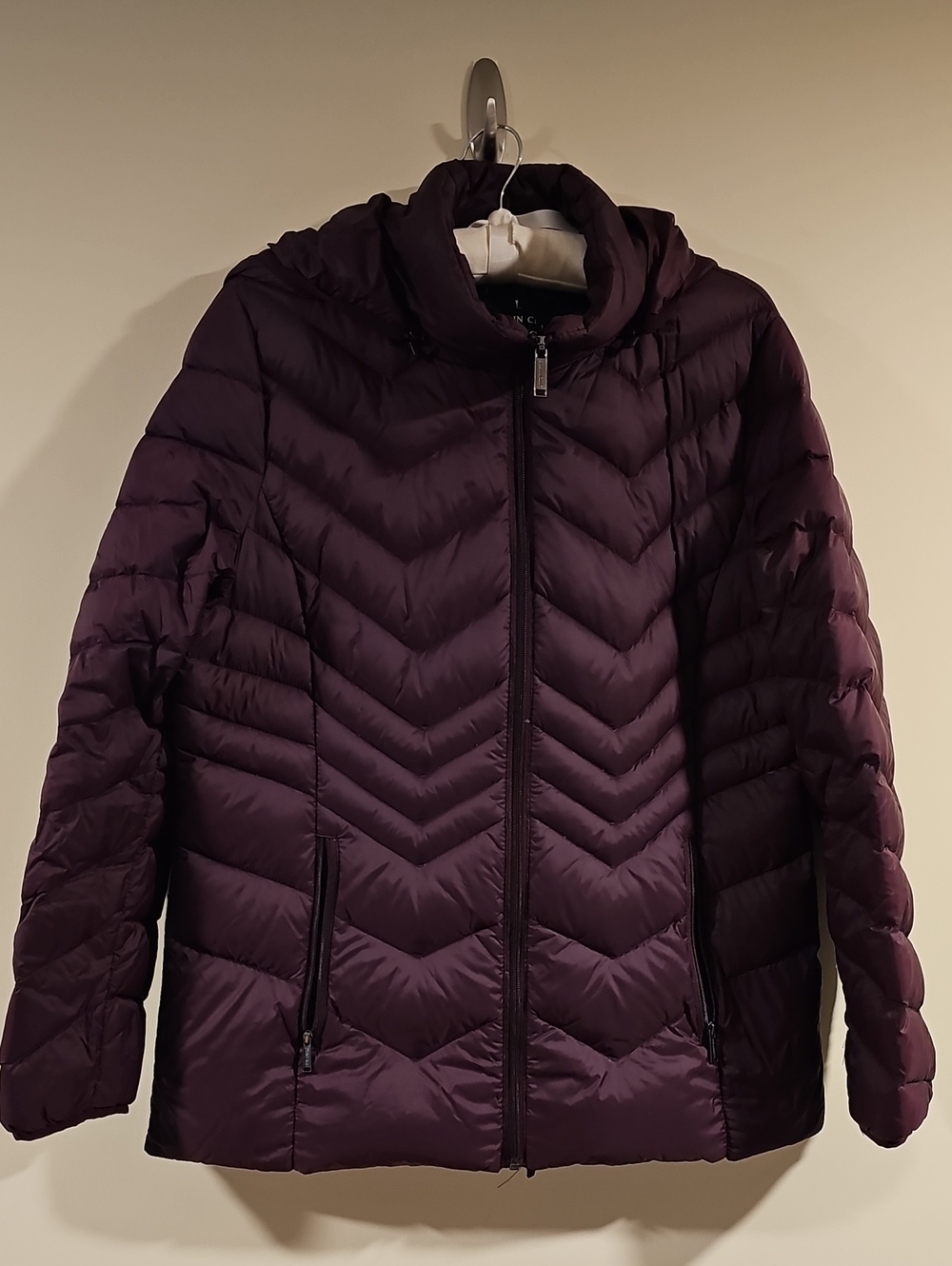 London Fog Lightweight Packable Down Quilted Jacket in Deep Plum